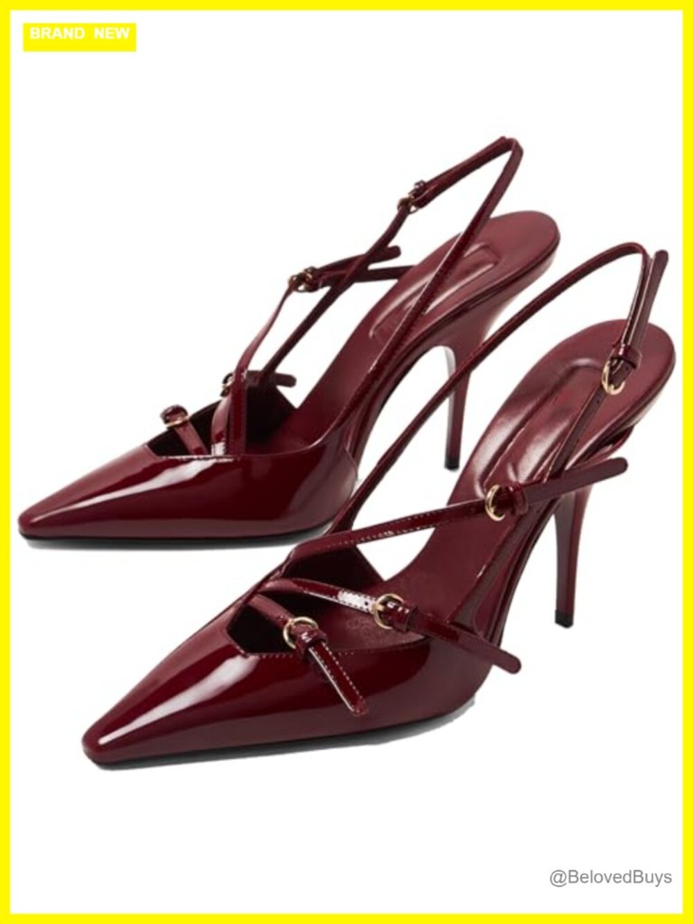 Slingback Kitten Heel Pointed Toe Buckle Strap Slip On Pump